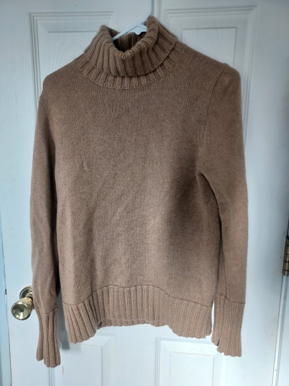 Womens J. Crew 100% Cashmere Taupe Turtleneck Sweater